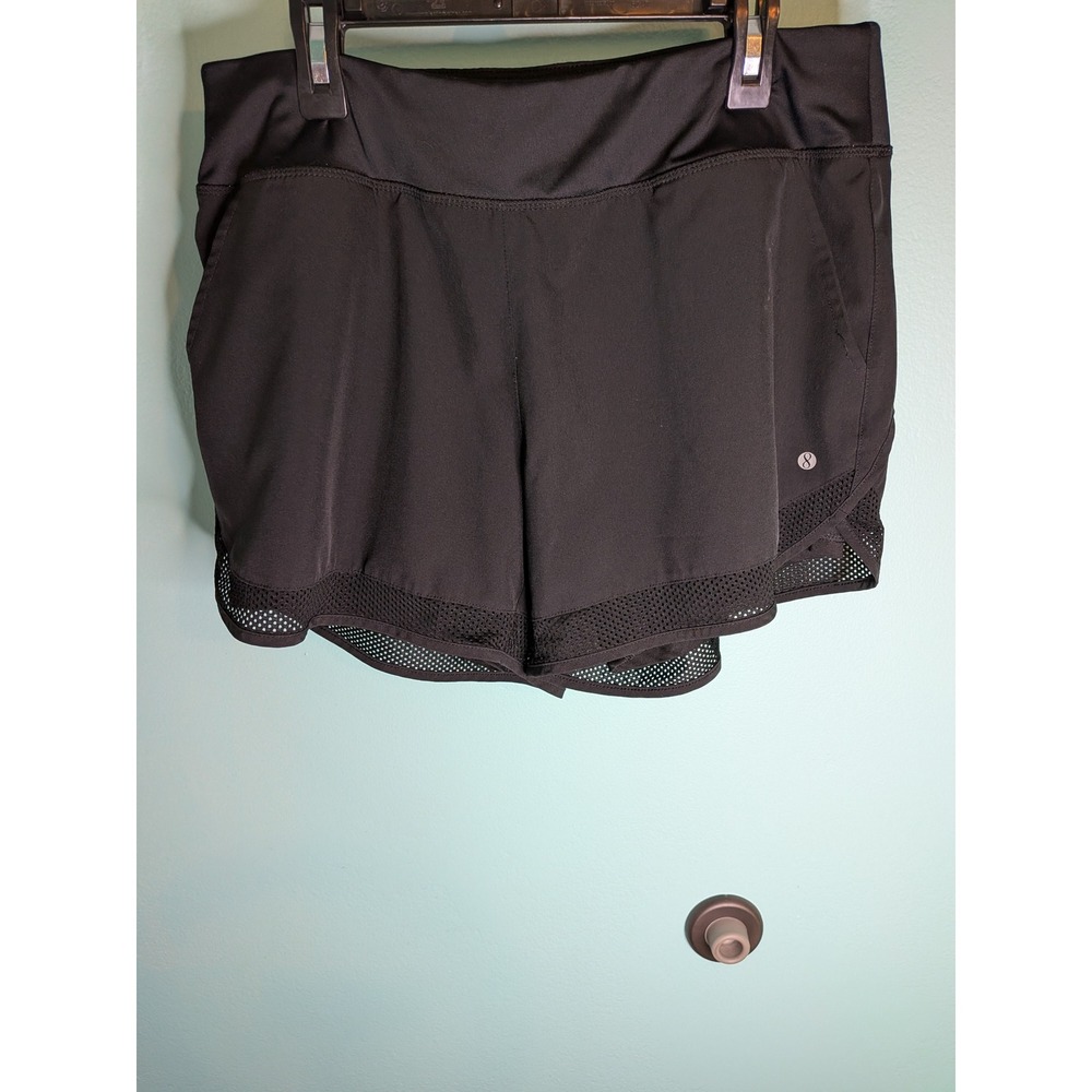 90 degree layers‎ shorts by Reflex Womens Black Mesh Trim Athletic Shorts